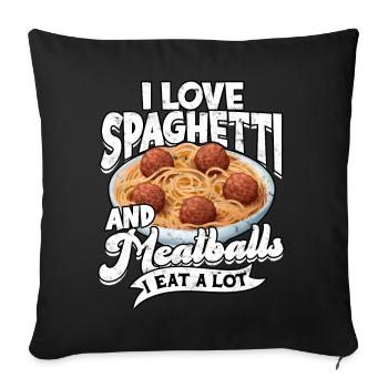 fleischklößchen essen spaghetti geschenk geschenki - Sofakissenbezug 45 x 45 cm - Schwarz - Vorne