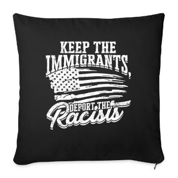 États-Unis Amérique Immigrants Citoyens américains FL américain - Housse de coussin décorative 45 x 45 cm - noir - Devant