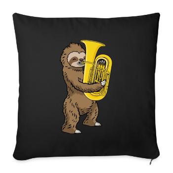 Sloth Music Gift Kids Band Tuba - Housse de coussin décorative 45 x 45 cm - noir - Devant