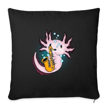 Axolotl Jazz Musik Geschenk Kinder Saxophon - Sofakissenbezug 45 x 45 cm - Schwarz - Vorne