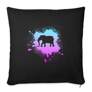 Elefant - Sofakissenbezug 45 x 45 cm - Schwarz - Vorne