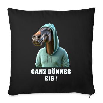 Pferd Ganz dünnes Eis Witzig - Sofakissenbezug 45 x 45 cm - Schwarz - Vorne