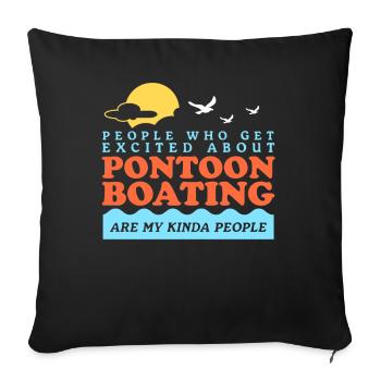 Ponton Pontoon Bateau Ponton Capitaine Cadeau - Housse de coussin décorative 45 x 45 cm - noir - Devant