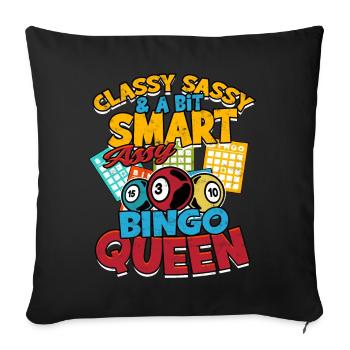 Bingo Jeu Joueur de bingo Grand-mère Loterie de jeu - Housse de coussin décorative 45 x 45 cm - noir - Devant