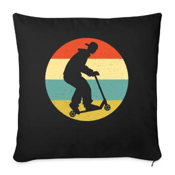 Scooter Stunt Scooter for Kids Retro - Sofa pillowcase 17,3'' x 17,3'' (45 x 45 cm) - black - Front