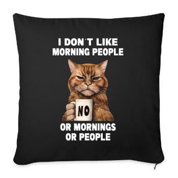 Ne pas aimer les gens du matin Grumpy Funny Cat - Housse de coussin décorative 45 x 45 cm - noir - Devant