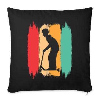 Scooter Stunt Scooter for Kids Retro - Sofa pillowcase 17,3'' x 17,3'' (45 x 45 cm) - black - Front