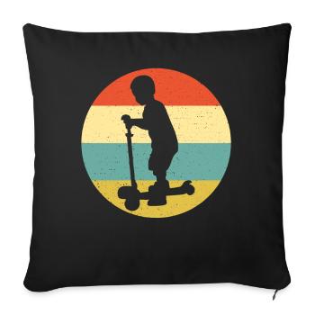 Scooter Stunt Scooter for Kids Retro - Sofa pillowcase 17,3'' x 17,3'' (45 x 45 cm) - black - Front