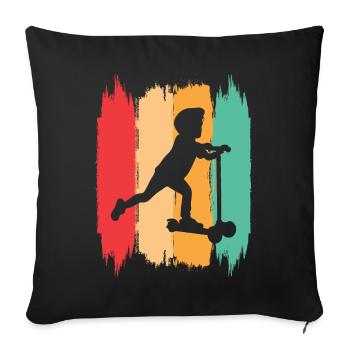 Scooter Stunt Scooter for Kids Retro - Sofa pillowcase 17,3'' x 17,3'' (45 x 45 cm) - black - Front