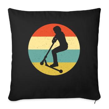 Scooter Stunt Scooter for Kids Retro - Sofa pillowcase 17,3'' x 17,3'' (45 x 45 cm) - black - Front
