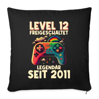 2011 Level 12 Jahre Gaming 12er 12 Geburtstag - Sofakissenbezug 45 x 45 cm - Schwarz - Vorne
