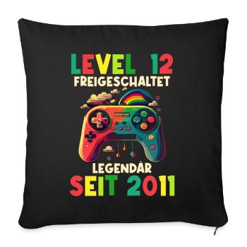 2011 Level 12 Jahre Gaming 12er 12 Geburtstag - Sofakissenbezug 45 x 45 cm - Schwarz - Vorne