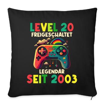 2003 Level 20 Jahre Gaming 20er 20 Geburtstag - Sofakissenbezug 45 x 45 cm - Schwarz - Vorne