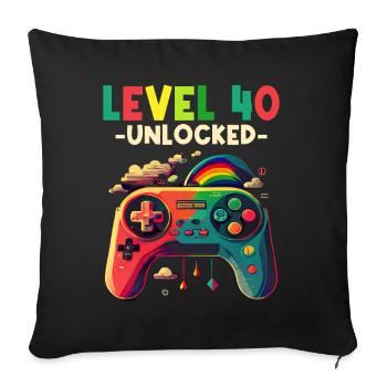 Level 40 Years Gaming 40s 40 Birthday - Sofa pillowcase 17,3'' x 17,3'' (45 x 45 cm) - black - Front
