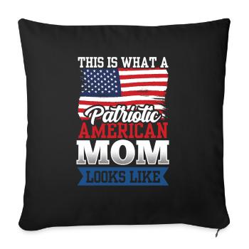 Voici à quoi ressemble une mère américaine patriotique aux États-Unis - Housse de coussin décorative 45 x 45 cm - noir - Devant