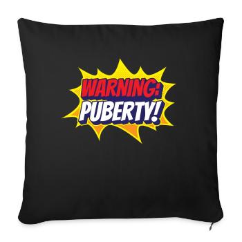 Avertissement: Puberté Adult Teen Sarcastique - Housse de coussin décorative 45 x 45 cm - noir - Devant