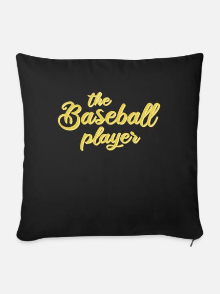 Der Baseball Spieler - Sofakissenbezug 45 x 45 cm - Schwarz