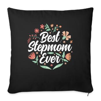 Beste Stiefmutter Aller Zeiten Ziehmutter Kind - Sofakissenbezug 45 x 45 cm - Schwarz - Vorne