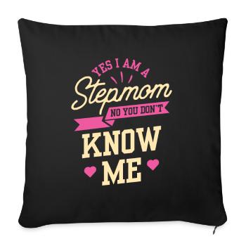 Oui je suis une belle-mère non tu ne me connais pas - Housse de coussin décorative 45 x 45 cm - noir - Devant
