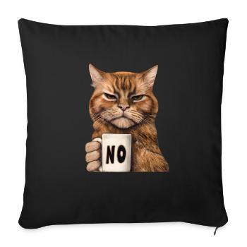 Mürrische Lustige Katze Mit Kaffeetasse Sagt Nein - Sofakissenbezug 45 x 45 cm - Schwarz - Vorne