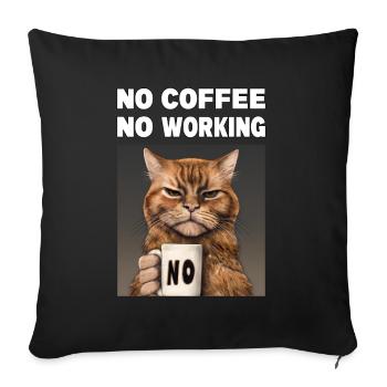 Pas de café pas de travail. Chat grincheux et drôle - Housse de coussin décorative 45 x 45 cm - noir - Devant
