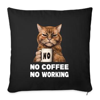 Pas de café pas de travail. Chat grincheux et drôle - Housse de coussin décorative 45 x 45 cm - noir - Devant