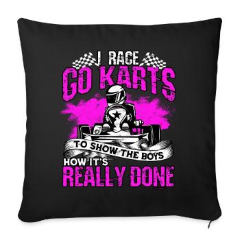 Kart conduite de kart pilotes de course Pilotes de course - Housse de coussin décorative 45 x 45 cm - noir - Devant