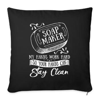 Savonnier Savonnier Mes mains travaillent Artisanat - Housse de coussin décorative 45 x 45 cm - noir - Devant
