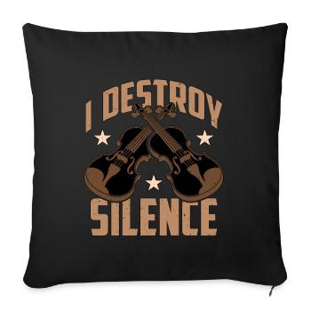 Violon I Destroy Silence Violoniste de musique classique - Housse de coussin décorative 45 x 45 cm - noir - Devant