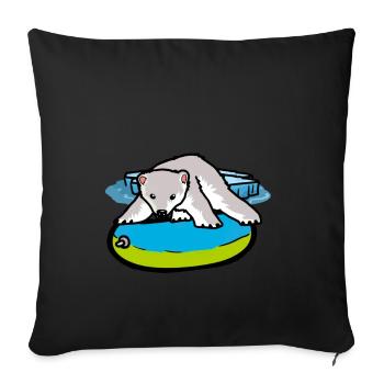 Ours polaire Détresse anneau de natation Changement climatique Changement climatique - Housse de coussin décorative 45 x 45 cm - noir - Devant
