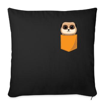 Suricate drôle dans la poche de poitrine Imprimer Cadeau - Housse de coussin décorative 45 x 45 cm - noir - Devant