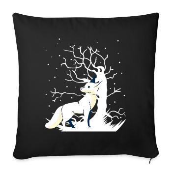 Fox Forest Animaux Neige Hiver Cadeau de Noël - Housse de coussin décorative 45 x 45 cm - noir - Devant
