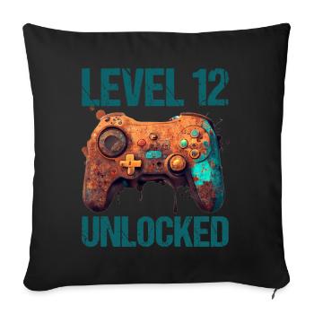 Level 12 Jahre Gaming 12er 12 Geburtstag - Sofakissenbezug 45 x 45 cm - Schwarz - Vorne