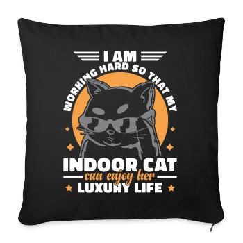 Lustige Hauskatze - Sofakissenbezug 45 x 45 cm - Schwarz - Vorne