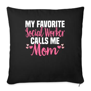 Social Work Social Work Social Work Mom - Sofa pillowcase 17,3'' x 17,3'' (45 x 45 cm) - black - Front