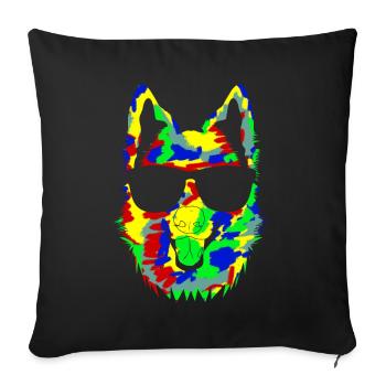 White Shepherd Dog with Sunglasses - Sofa pillowcase 17,3'' x 17,3'' (45 x 45 cm) - black - Front