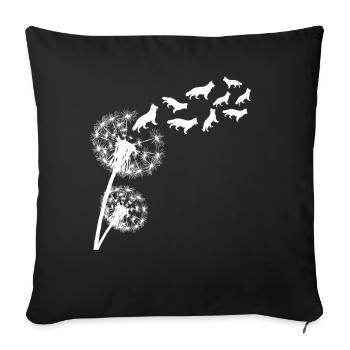 German Shepherd Dandelion - Sofa pillowcase 17,3'' x 17,3'' (45 x 45 cm) - black - Front