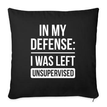 Laissé sans surveillance pour ma défense - Housse de coussin décorative 45 x 45 cm - noir - Devant