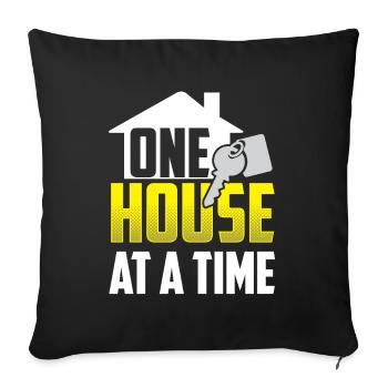 One house at a time Real estate agent houses - Sofa pillowcase 17,3'' x 17,3'' (45 x 45 cm) - black - Front