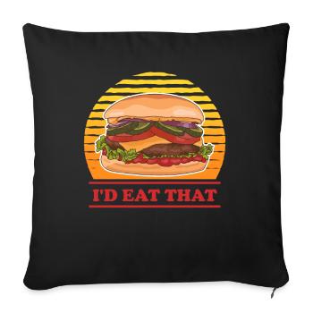 Hamburg Fast Food Burger Fast Food Gift - Sofa pillowcase 17,3'' x 17,3'' (45 x 45 cm) - black - Front