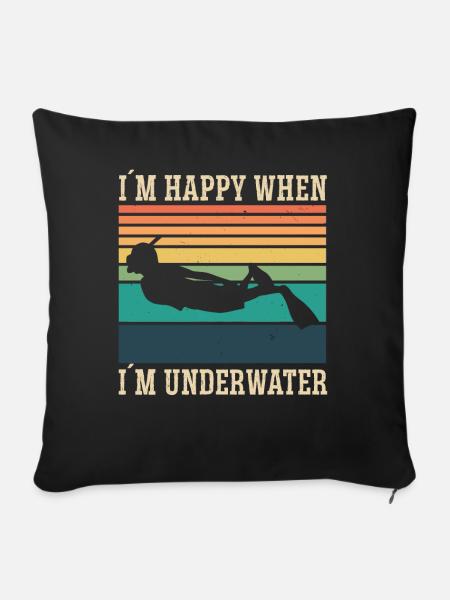 Freediving Happy When Im Underwater Apnea Diving - Sofakissenbezug 45 x 45 cm - Schwarz