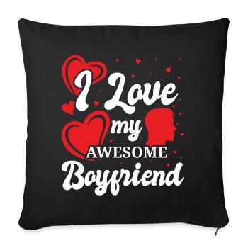 Petite amie, petit ami, homme, partenaire de la Saint-Valentin - Housse de coussin décorative 45 x 45 cm - noir - Devant
