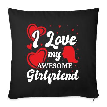 Petite amie, petit ami, homme, partenaire de la Saint-Valentin - Housse de coussin décorative 45 x 45 cm - noir - Devant