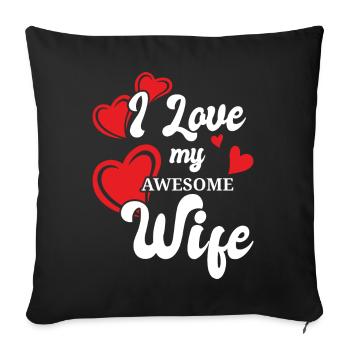 Petite amie, petit ami, homme, partenaire de la Saint-Valentin - Housse de coussin décorative 45 x 45 cm - noir - Devant