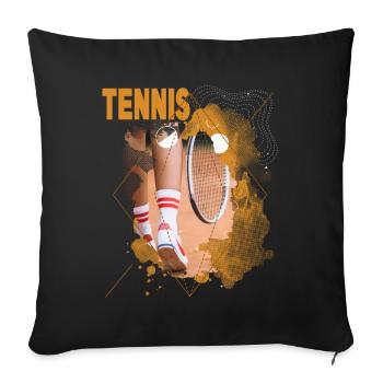 Tennis Tennis Player Player Vintage Retro - Sofa pillowcase 17,3'' x 17,3'' (45 x 45 cm) - black - Front