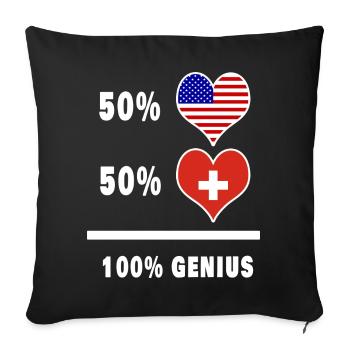 Les États-Unis et la Suisse sont 100 % géniaux - Housse de coussin décorative 45 x 45 cm - noir - Devant