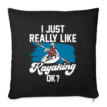 J’aime beaucoup le kayak kayak hobby kayak - Housse de coussin décorative 45 x 45 cm - noir - Devant