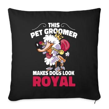 Funny Dog Grooming Poodle Dog Cartoon - Sofa pillowcase 17,3'' x 17,3'' (45 x 45 cm) - black - Front