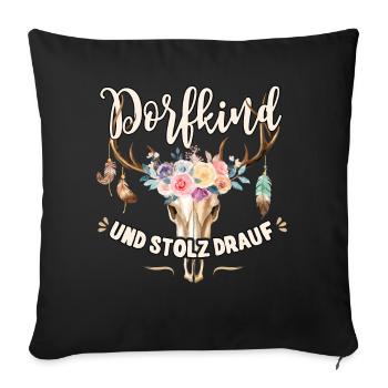 Dorfkind T-Shirt Damen Dorfkind - Sofakissenbezug 45 x 45 cm - Schwarz - Vorne