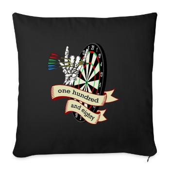 Dart Skull cent quatre-vingts, fléchettes de jeu de fléchettes - Housse de coussin décorative 45 x 45 cm - noir - Devant